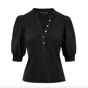 Black Veronica Beard Coralee Puff-Sleeve Top